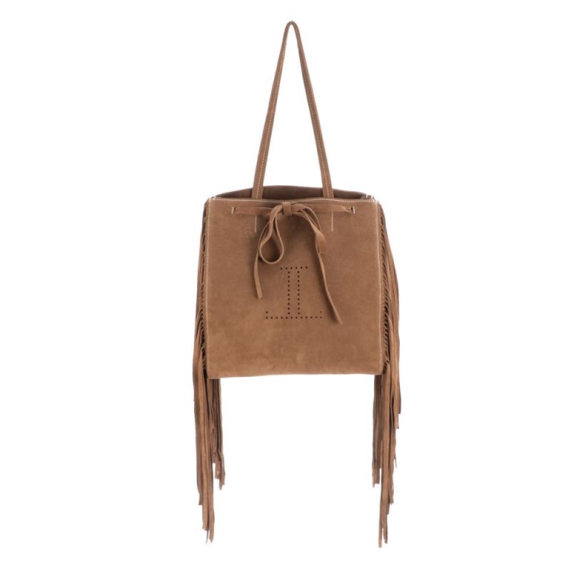 Lucchese Boots | Suede Fringe Tote Bag - Tan/Brown/White