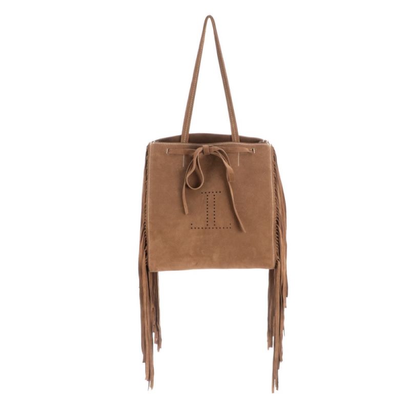 Lucchese Boots | Suede Fringe Tote Bag - Tan/Brown/White