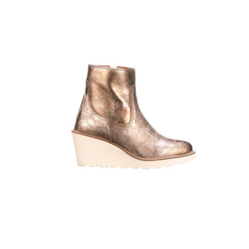 Lucchese Boots | Music City Wedge Bootie - Metallic Gold