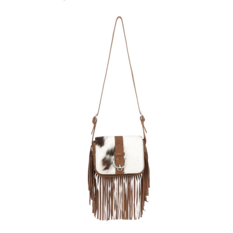 Lucchese Boots | Mini Suede Fringe Bag - Tan/Brown/White