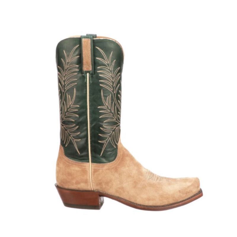 Lucchese Boots | Paxson Suede - Tan + Green